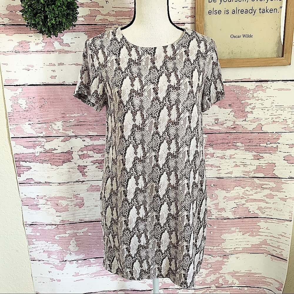 OLIVACEOUS Women’s Snake Print Round Neck Top size Medium